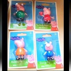 9 PC Peppa Pig Set Mini Figures Family +3 Lip Balm Backpacks